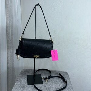 Betsey Johnson Black Shoulder Bag with Gold Accents